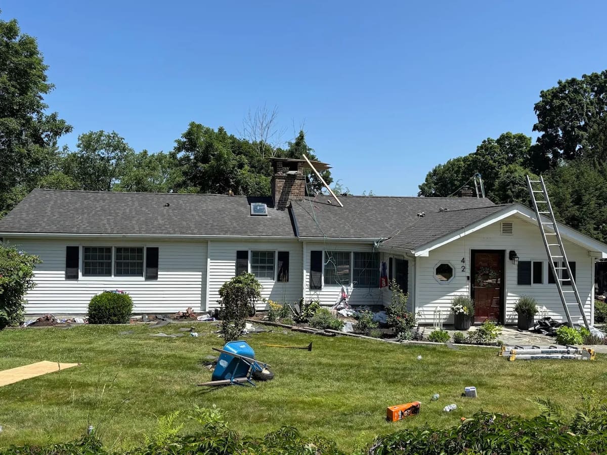 Completed roof replacement on a single-story New Jersey home